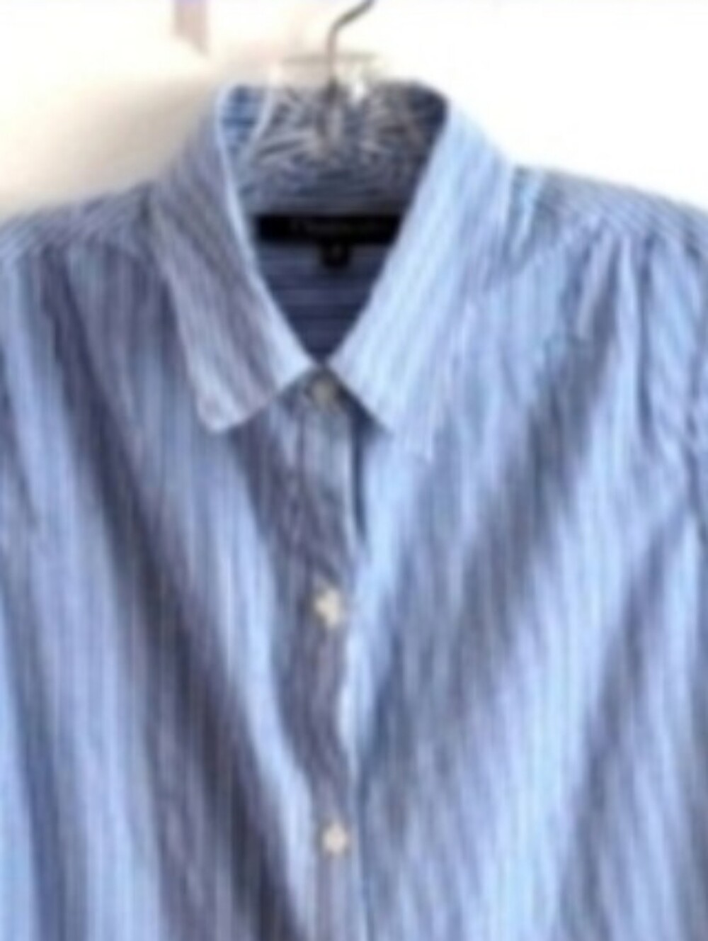 Cotton Sleeveless Blue Pinstripe Button-Up Shirt, Coverup - Picture 2 of 8